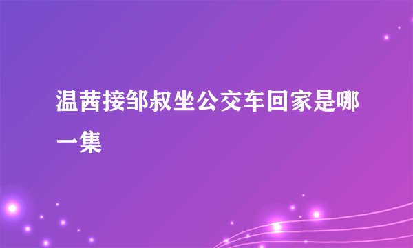 温茜接邹叔坐公交车回家是哪一集