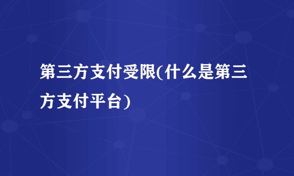 第三方支付受限(什么是第三方支付平台)