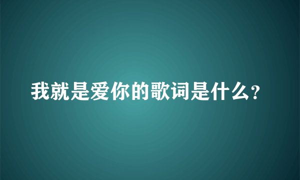 我就是爱你的歌词是什么？