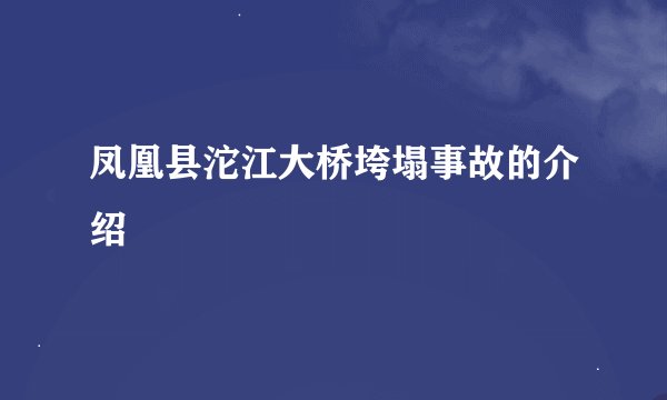凤凰县沱江大桥垮塌事故的介绍
