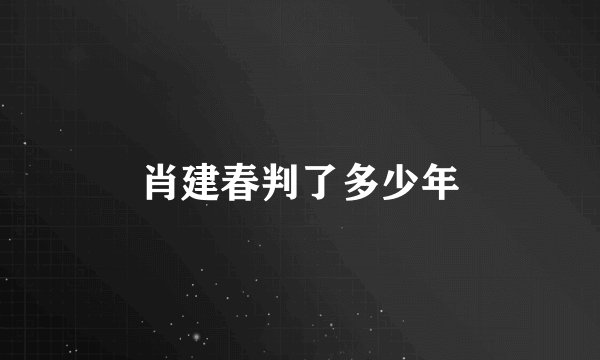 肖建春判了多少年