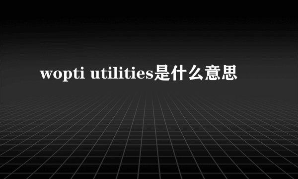 wopti utilities是什么意思