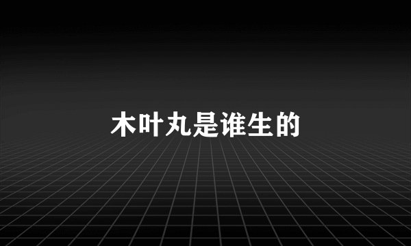 木叶丸是谁生的