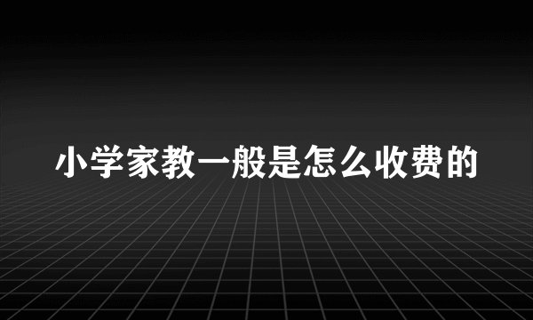 小学家教一般是怎么收费的