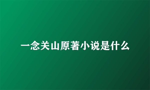 一念关山原著小说是什么