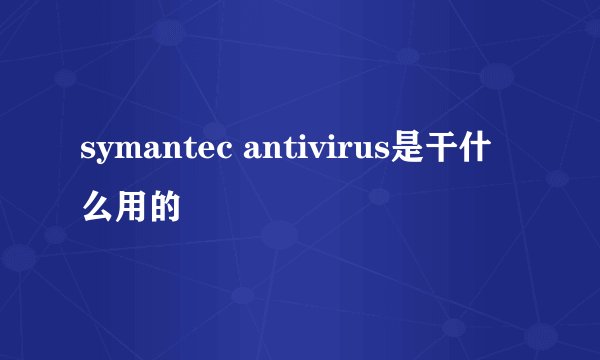 symantec antivirus是干什么用的