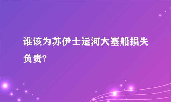 谁该为苏伊士运河大塞船损失负责?