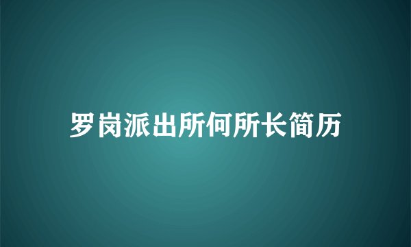 罗岗派出所何所长简历