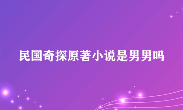 民国奇探原著小说是男男吗