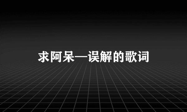 求阿呆—误解的歌词