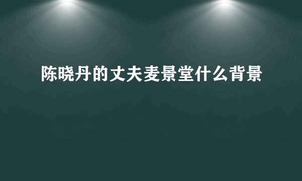 陈晓丹的丈夫麦景堂什么背景