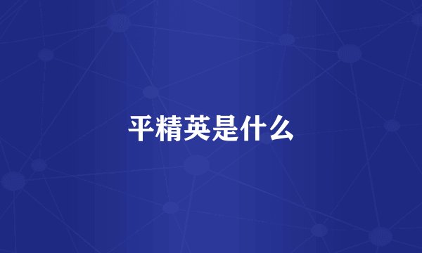 平精英是什么