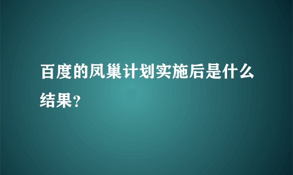 百度的凤巢计划实施后是什么结果？