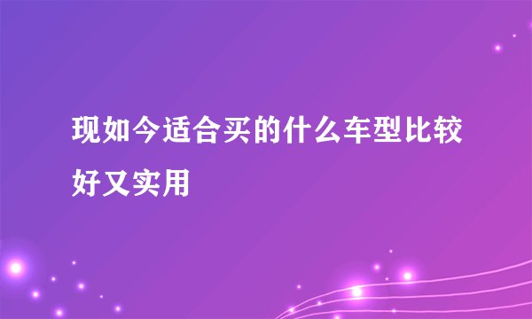 现如今适合买的什么车型比较好又实用