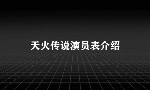 天火传说演员表介绍
