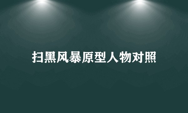 扫黑风暴原型人物对照