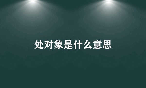 处对象是什么意思