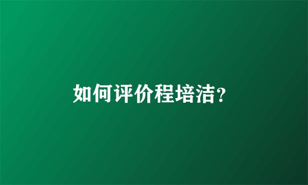 如何评价程培洁？