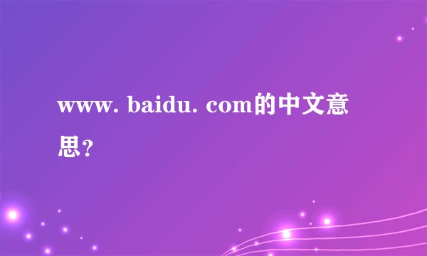 www. baidu. com的中文意思？