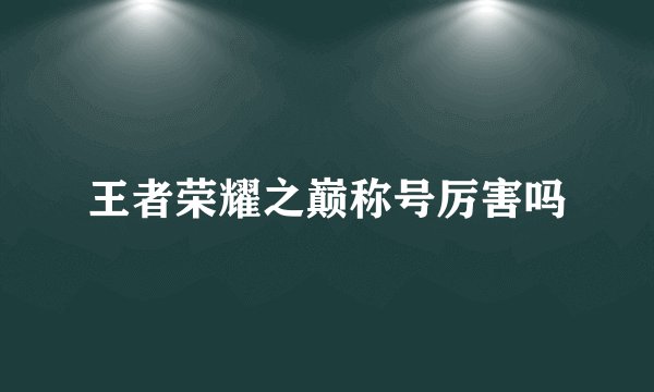 王者荣耀之巅称号厉害吗