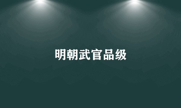 明朝武官品级
