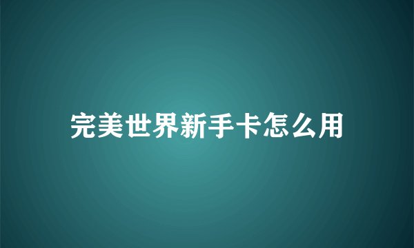完美世界新手卡怎么用