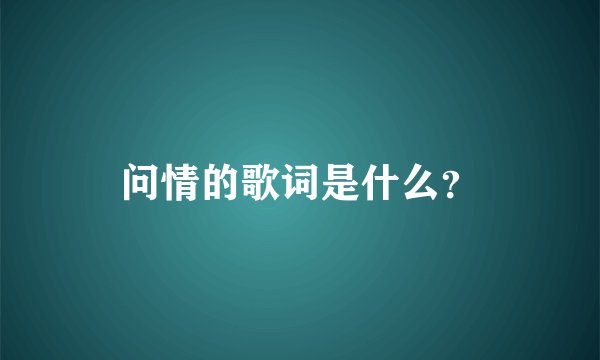 问情的歌词是什么？