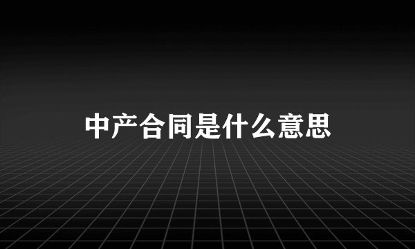 中产合同是什么意思