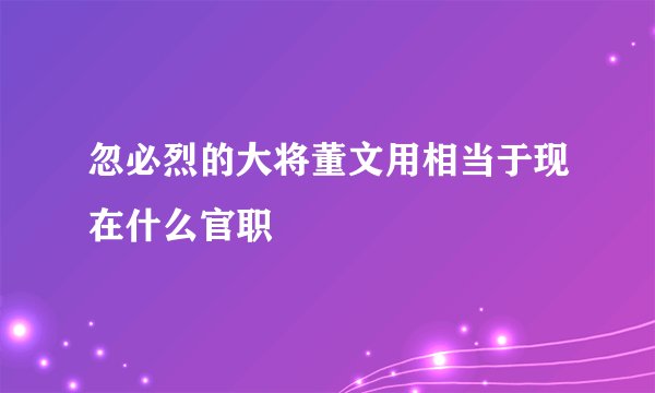 忽必烈的大将董文用相当于现在什么官职