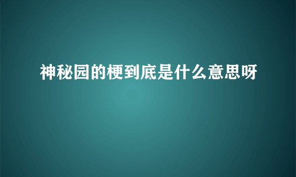 神秘园的梗到底是什么意思呀