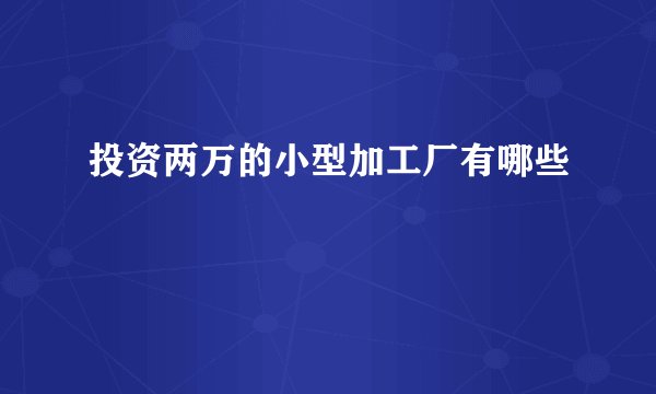投资两万的小型加工厂有哪些