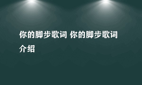 你的脚步歌词 你的脚步歌词介绍