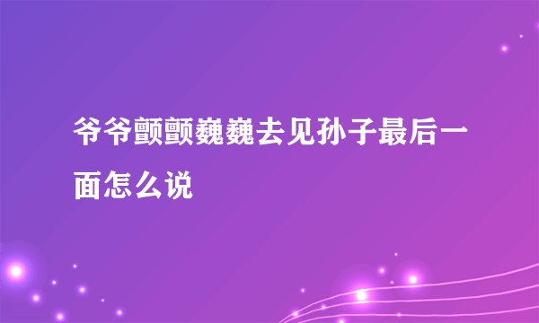 爷爷颤颤巍巍去见孙子最后一面怎么说