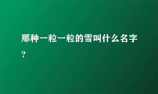 那种一粒一粒的雪叫什么名字？