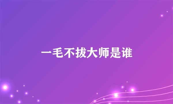 一毛不拔大师是谁