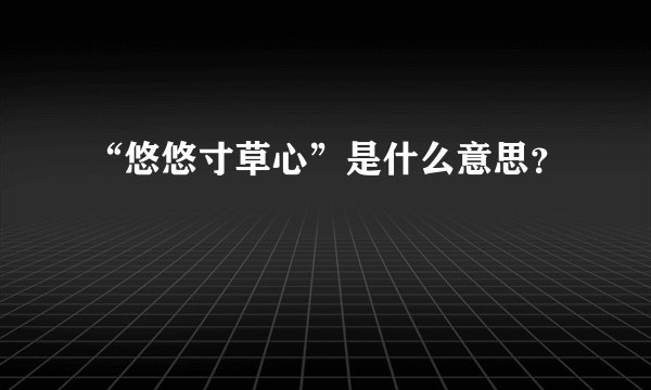 “悠悠寸草心”是什么意思？
