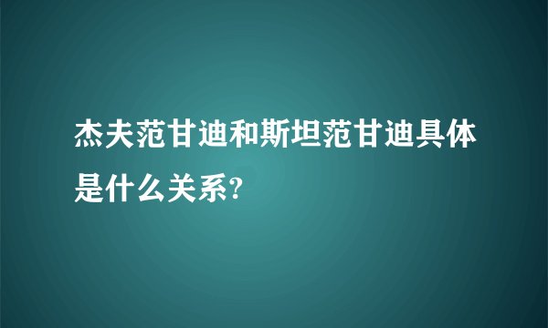 杰夫范甘迪和斯坦范甘迪具体是什么关系?