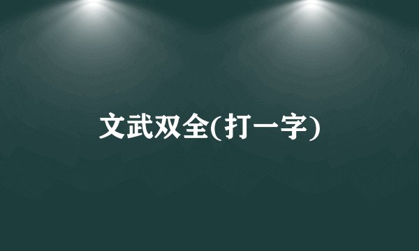 文武双全(打一字)
