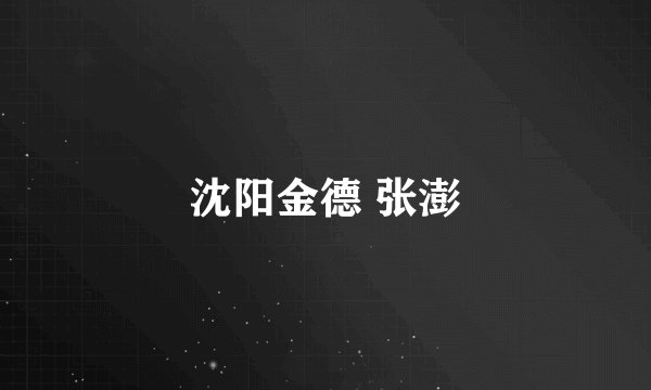 沈阳金德 张澎