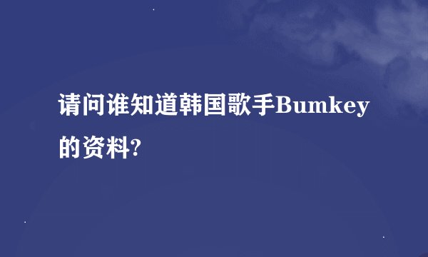 请问谁知道韩国歌手Bumkey的资料?