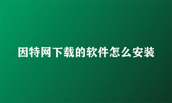 因特网下载的软件怎么安装
