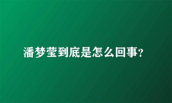 潘梦莹到底是怎么回事？