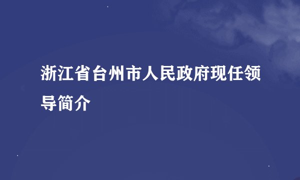 浙江省台州市人民政府现任领导简介