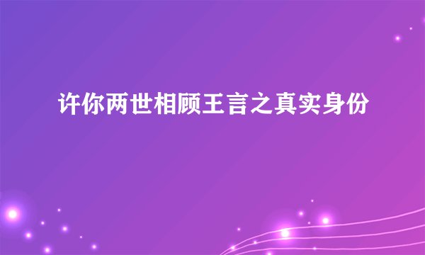 许你两世相顾王言之真实身份