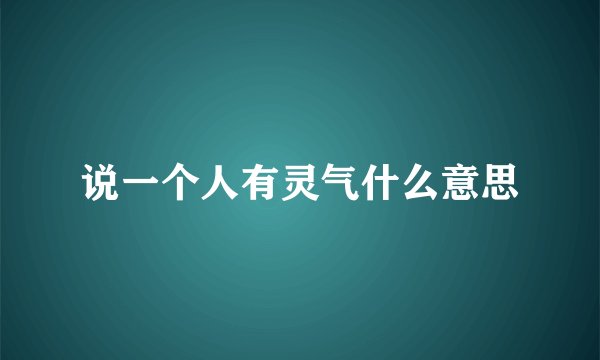 说一个人有灵气什么意思