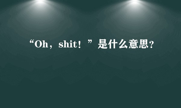 “Oh，shit！”是什么意思？