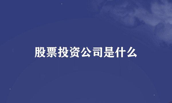 股票投资公司是什么