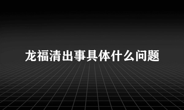 龙福清出事具体什么问题