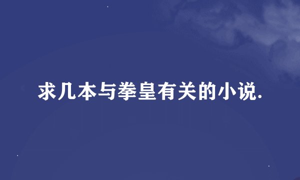 求几本与拳皇有关的小说.