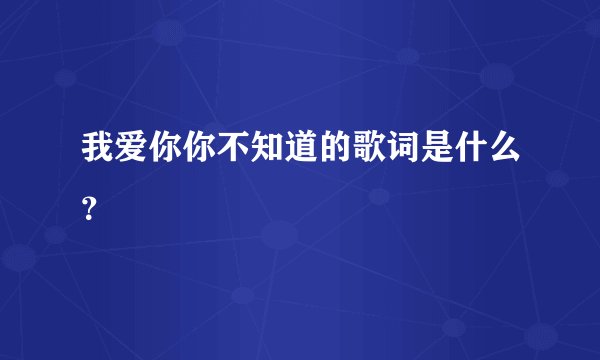 我爱你你不知道的歌词是什么？